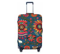 GaxfjRu Copertura protettiva per valigie con stampa artistica popolare messicana boho da viaggio copertura per bagagli lavabile copertura per bagagli antigraffio, Nero , L