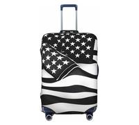 GaxfjRu Copertura protettiva per valigie con stampa bandiera americana nera e bianca da viaggio, lavabile, antigraffio, Nero , S