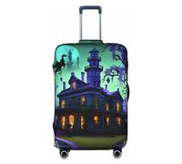 GaxfjRu Copertura protettiva per valigie con stampa di case infestate nere da viaggio, lavabile, antigraffio, Nero , L