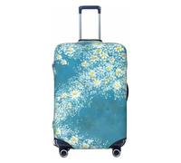 GaxfjRu Copertura protettiva per valigie con stampa di margherite bianche e blu, da viaggio, lavabile, antigraffio, Nero , S