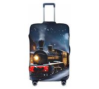 GaxfjRu Copertura protettiva per valigie con stampa di treno notturno invernale con neve e neve, copertura per bagagli da viaggio, lavabile, antigraffio, Nero , XL