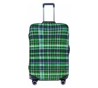 GaxfjRu Copertura protettiva per valigie da viaggio con stampa scozzese scozzese blu e verde, lavabile, antigraffio, Nero , L