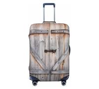 Gaxfjru Country Barn Wood Door Print Travel Luggage Cover Protector Valigia Copertura Lavabile Baggage Covers Anti-Scratch, Nero , XL