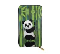GaxfjRu Curious Baby Panda Portafoglio da donna elegante e funzionale - Design sottile bifold con finta pelle e cerniera in metallo, nero, Taglia unica, classico