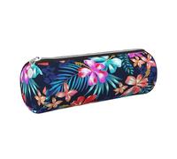 GaxfjRu Custodia in pelle blu floreale con cerniera per penne a sfera e penne a sfera e matite, morbida grana