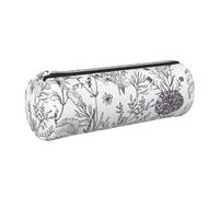 GaxfjRu Custodia in pelle con cerniera per penne a sfera e matite in fiore con erbe e piante erbacee