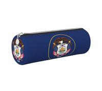 GaxfjRu Custodia in pelle con cerniera per penne a sfera e matite stilografiche con bandiera dello Utah, morbida grana