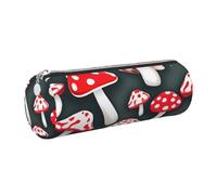 GaxfjRu Custodia in pelle di fungo rosso e bianco con cerniera, per penne a sfera e penne a sfera e matite, morbida grana