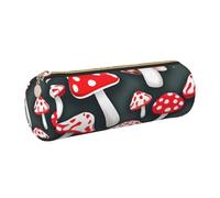 GaxfjRu Custodia in pelle di fungo rosso e bianco con cerniera, per penne a sfera e penne a sfera e matite, morbida grana