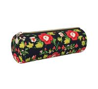 GaxfjRu Custodia in pelle rosa con ricamo ucraino con cerniera per penne a sfera e penne a sfera e matite, morbida grana