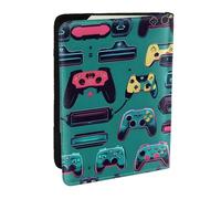 GaxfjRu Custodia per passaporto con motivo controller di gioco, per viaggi, organizer da viaggio, porta carte di credito, passaporto, Nero , Taglia unica