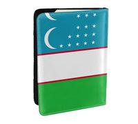 GaxfjRu Custodia per passaporto con stampa bandiera della Repubblica dell'Uzbekistan per viaggi, organizer da viaggio per carte di credito e passaporto, Nero , Taglia unica