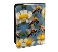 GaxfjRu Custodia per passaporto con stampa di api e fiori miele per viaggi, organizer da viaggio, porta carte di credito e passaporto, Nero , Taglia unica