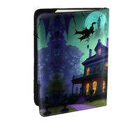 GaxfjRu Custodia per passaporto con stampa di case infestate nere per viaggi, organizer da viaggio, porta carte di credito e passaporto, Nero , Taglia unica