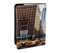 GaxfjRu Custodia per passaporto con stampa di New York, per viaggi, organizer da viaggio, porta carte di credito, passaporto, Nero , Taglia unica