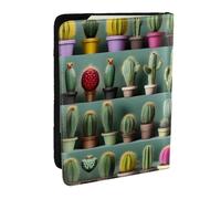 GaxfjRu Custodia per passaporto in pelle con stampa artistica di molti cactus, impermeabile, da viaggio, per donne e uomini, Nero , Taglia unica
