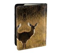 GaxfjRu Custodia per passaporto in pelle con stampa di cervi carini, impermeabile, da viaggio, per donne e uomini, Nero , Taglia unica