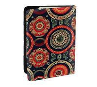 GaxfjRu Custodia per passaporto in pelle con stampa floreale e cerchi etnici, impermeabile, da viaggio, per donne e uomini, Nero , Taglia unica