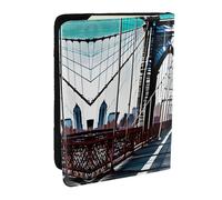 GaxfjRu Custodia per passaporto in pelle stampata con ponte di Brooklyn, impermeabile, da viaggio, per donne e uomini, Nero , Taglia unica