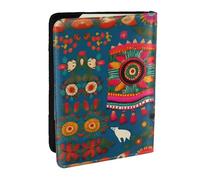 GaxfjRu Custodia per passaporto messicana con stampa artistica folk bohémien, per viaggi, organizer da viaggio, porta carte di credito e passaporto, Nero , Taglia unica