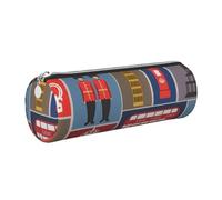 GaxfjRu Custodia per penne a sfera e matite in pelle con cerniera con simboli dell'Inghilterra, morbida grana