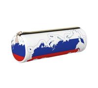 GaxfjRu Custodia per penne a sfera e matite in pelle con cerniera e bandiera della Russia, custodia morbida