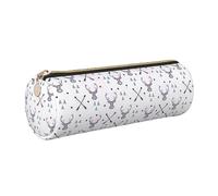 GaxfjRu Custodia per penne a sfera e matite in pelle di cervo con frecce da caccia e triangoli con cerniera morbida