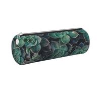 GaxfjRu Custodia per penne a sfera e matite in pelle grassa verde con cerniera, morbida