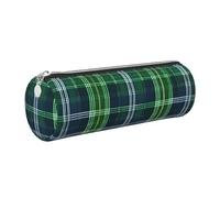 GaxfjRu Custodia per penne a sfera e matite in pelle scozzese scozzese blu con cerniera, morbida grana