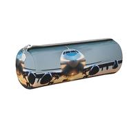 GaxfjRu Custodia per penne a sfera e penne a sfera con cerniera in pelle leggera, motivo aeroplano con venature morbide