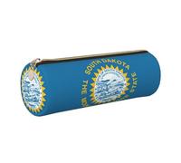 GaxfjRu Custodia per penne a sfera e penne a sfera in pelle con cerniera e bandiera del Sud Dakota