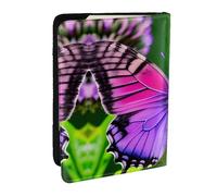 GaxfjRu Custodia porta passaporto in pelle con stampa a farfalla viola, impermeabile, da viaggio, per donne e uomini, Nero , Taglia unica