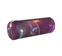 GaxfjRu Darts Arrows Furture - Astuccio rotondo in finta pelle, per penne, matite, pennarelli, piccoli oggetti con cerniera in metallo e pelle, Argento, Taglia unica, Porta carte