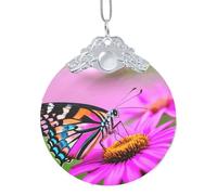 GaxfjRu Decorazioni natalizie floreali con farfalla per la casa, da appendere all'albero di Natale, ciondolo regalo per feste