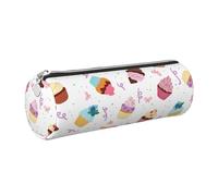 GaxfjRu Delicious Cupcakes - Astuccio in pelle con cerniera, per penne a sfera e matite, morbida grana