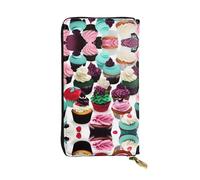 GaxfjRu Delicious Cupcakes Elegante e Funzionale Portafoglio Donna - Similpelle Con Cerniera Metallica, Portafoglio Donna Piccolo, nero, Taglia unica, classico