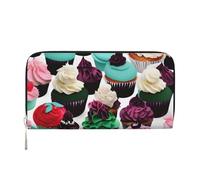 GaxfjRu Delicious Cupcakes - Portafoglio lungo da uomo, in pelle, stile vintage, con porta carte di credito