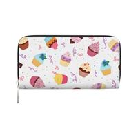 GaxfjRu Delicious Cupcakes - Portafoglio lungo da uomo, in pelle, stile vintage, con porta carte di credito