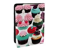 GaxfjRu Delicious Cupcakes Stampa Porta Passaporto Portafoglio per Viaggi, Organizzatore da Viaggio Porta Carte di Credito Porta Passaporto Libro, Nero , Taglia unica