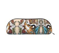 GaxfjRu Dragon and Tiger - Astuccio compatto portatile per penne, organizer semicircolare in pelle, con cerniera elettrolitica, astuccio per matite, Oro, Taglia unica, Arte