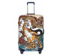 GaxfjRu Dragon and Tiger - Copertura per valigia, per bagagli, mantiene il tuo bagaglio sicuro ed elegante, copertura per bagagli per valigie approvata TSA, Nero , M
