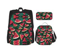 GaxfjRu Dream Watermelon Print - Set di 3 zaini per la scuola, con borsa per il pranzo, astuccio per matite, grande capacità, 43 cm, 3 in 1