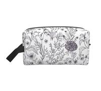 GaxfjRu Erbe fiorite ed erbacee stampa borsa cosmetica da viaggio organizzatore grande borsa trucco donna per cosmetici accessori da toeletta, bianco, Taglia unica