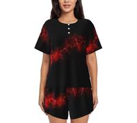 GaxfjRu Explosion Burst - Pigiama estivo da donna rosso e nero, set casual e carino per tutte le occasioni, abbigliamento post-partum. Abbigliamento da casa da donna, Nero , M