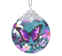 GaxfjRu Farfalla viola e fiori decorazioni natalizie per la casa, da appendere all'albero di Natale, ciondolo regalo per feste