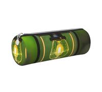 GaxfjRu Firefly and Lantern - Astuccio rotondo in finta pelle, per penne, matite, pennarelli, piccoli oggetti con cerniera in metallo e pelle, Argento, Taglia unica, Porta carte