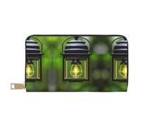 GaxfjRu Firefly and Lantern - Portafoglio da donna elegante, sottile e minimalista, con porta carte di credito, in finta pelle e cerniera in metallo sicura, bianco, Taglia unica, classico