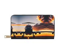 GaxfjRu Firefly and Lantern - Portafoglio da donna in finta pelle con cerniera in metallo, porta carte di credito per donne alla moda e organizzate, aereo, aereo, a, tramonto, Taglia unica, classico