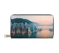 GaxfjRu Firefly and Lantern - Portafoglio da donna in finta pelle con cerniera in metallo, porta carte di credito per donne alla moda e organizzate, Hong Kong, Taglia unica, classico