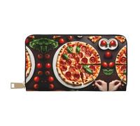 GaxfjRu Firefly and Lantern - Portafoglio da donna in finta pelle con cerniera in metallo, porta carte di credito per donne alla moda e organizzate, Pizza Food, Taglia unica, classico